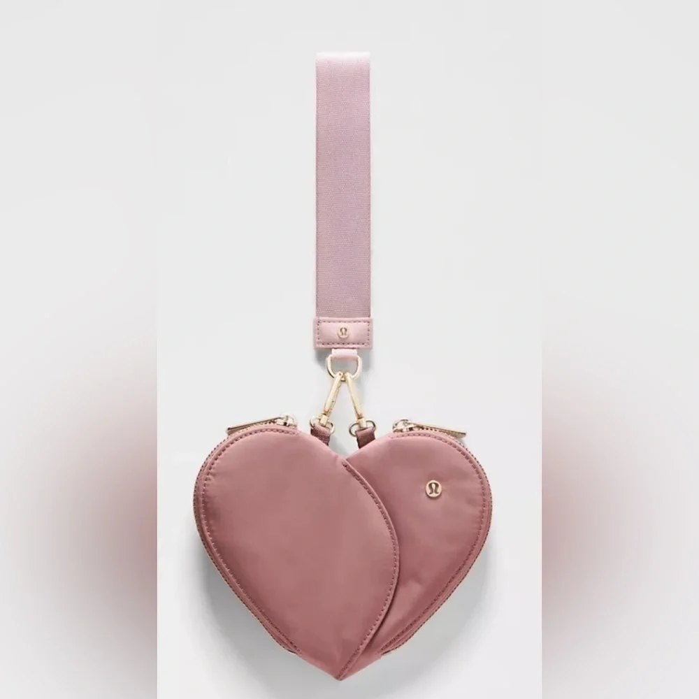 Lululemon Athletica NWT Heart Dual Pouch Spiced Chai/Pink Haze/Gold